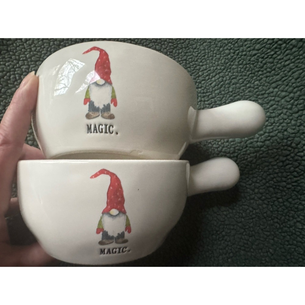 Gnomes Magic Soup Cereal Bowls Set of 2 Rae Dunn Artisan Collection Christmas